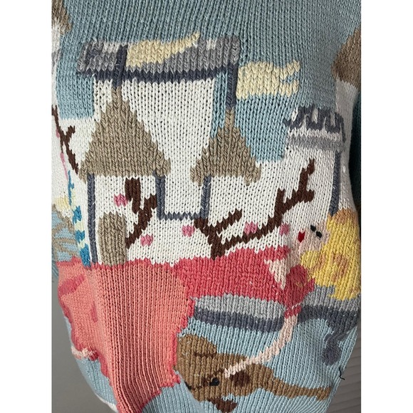 Vintage Storybook Berek? Chunky Pastel Princess Castle Sweater puff sleeve *Read - Picture 4 of 9